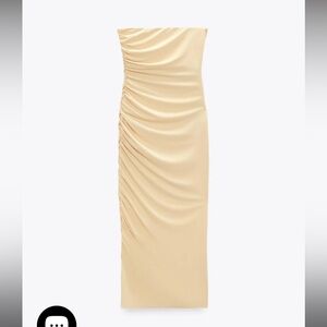 Zara ruched yellow bodycon dress